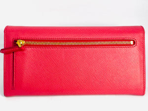 PRADA Saffianob Pink Leather Flap Wallet