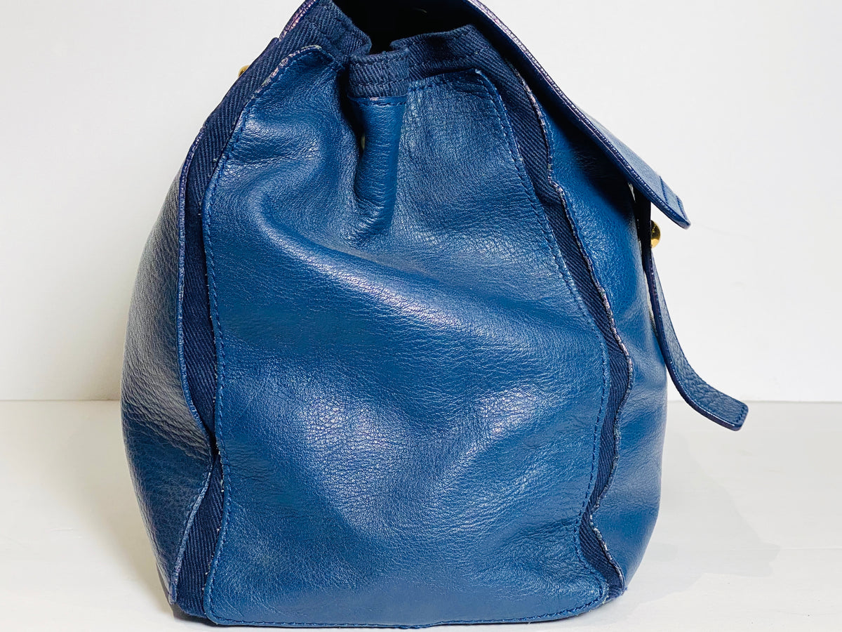 YSL Saint Laurent Blue Python Leather Muse 2 Handbag - ShopperBoard