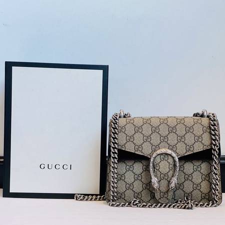 Gucci Mini Gg Supreme Shoulder Bag In Beige Ebony/ Taupe