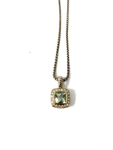 Load image into Gallery viewer, David Yurman Silver Petite Albion Pendant Necklace with Prasiolite &amp; Diamonds