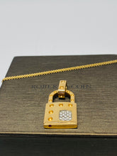 Load image into Gallery viewer, 18k Roberto Coin Yellow Gold Lock with Diamonds Necklace.
