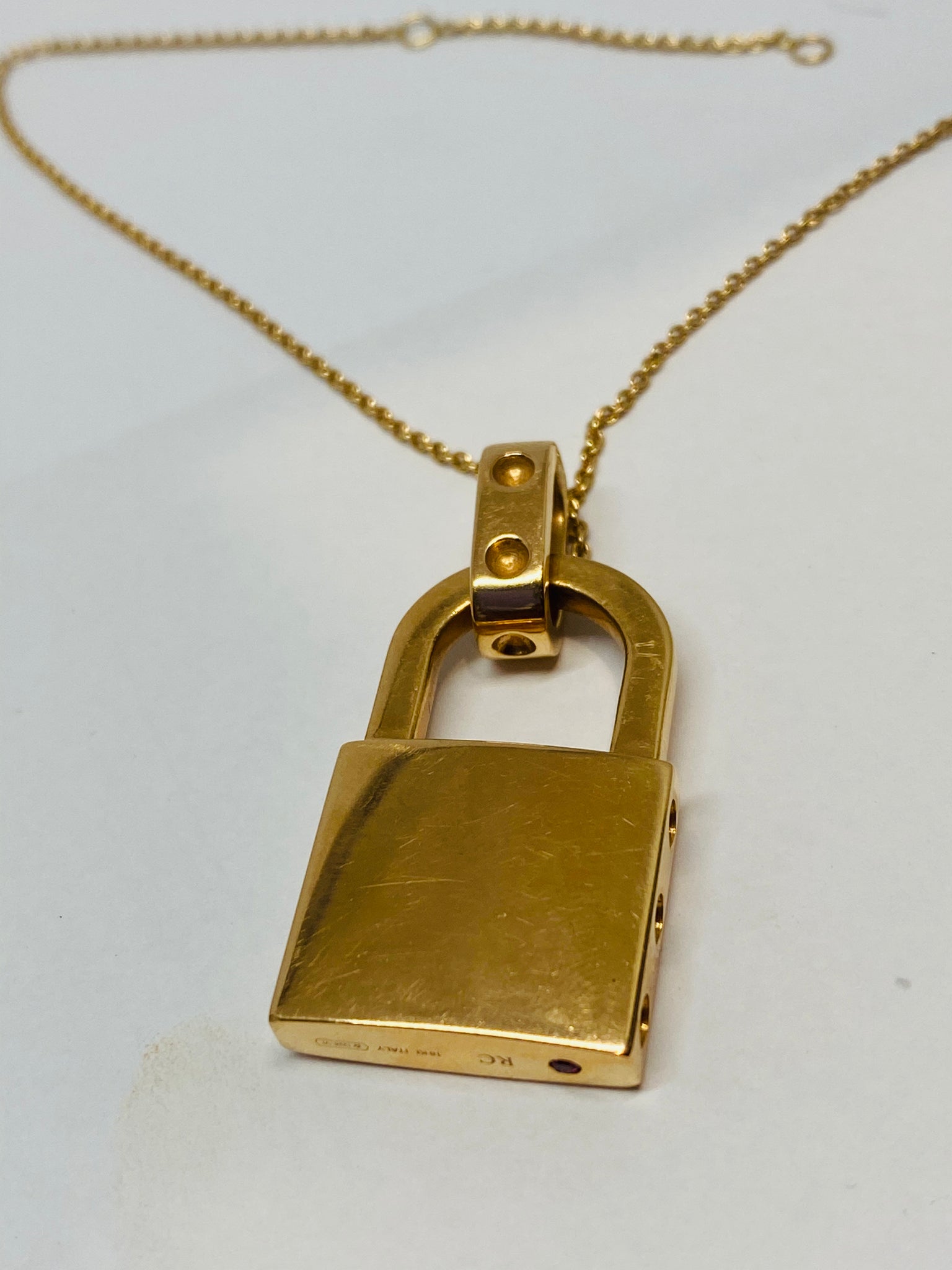 Roberto Coin Diamond Lock Necklace Pendant in Gold
