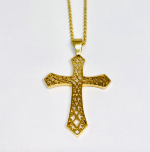 14 kt Yellow Gold Necklace With 14 kt Yellow Gold Cross Pendant