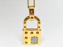 Load image into Gallery viewer, 18k Roberto Coin Yellow Gold Lock with Diamonds Necklace.