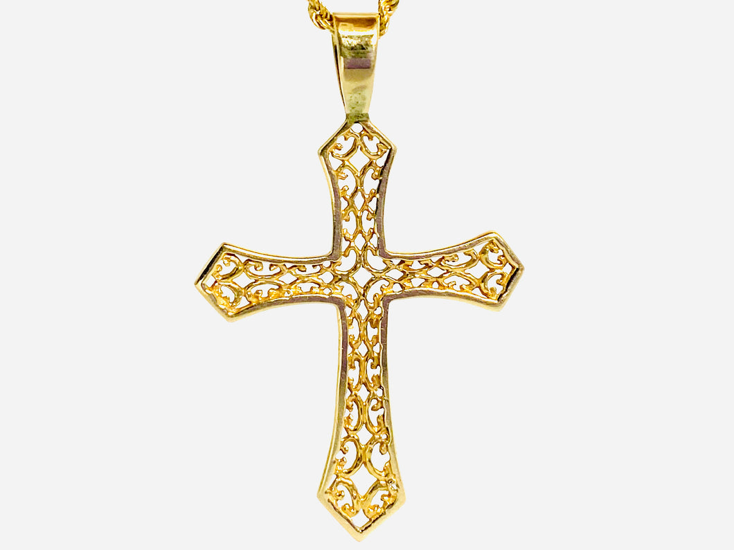 14 kt Yellow Gold Necklace With 14 kt Yellow Gold Cross Pendant