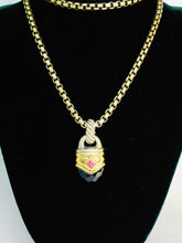 Load image into Gallery viewer, David Yurman Silver and 14 kt Gold Pendant with Amethyst and Silver Box Chain