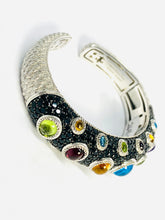 Load image into Gallery viewer, Multicolored Judith Ripka Silver Hinged Cuff Bracelet