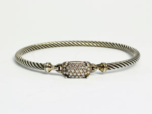 David Yurman Silver Petite Wheaton Bracelet with Diamonds