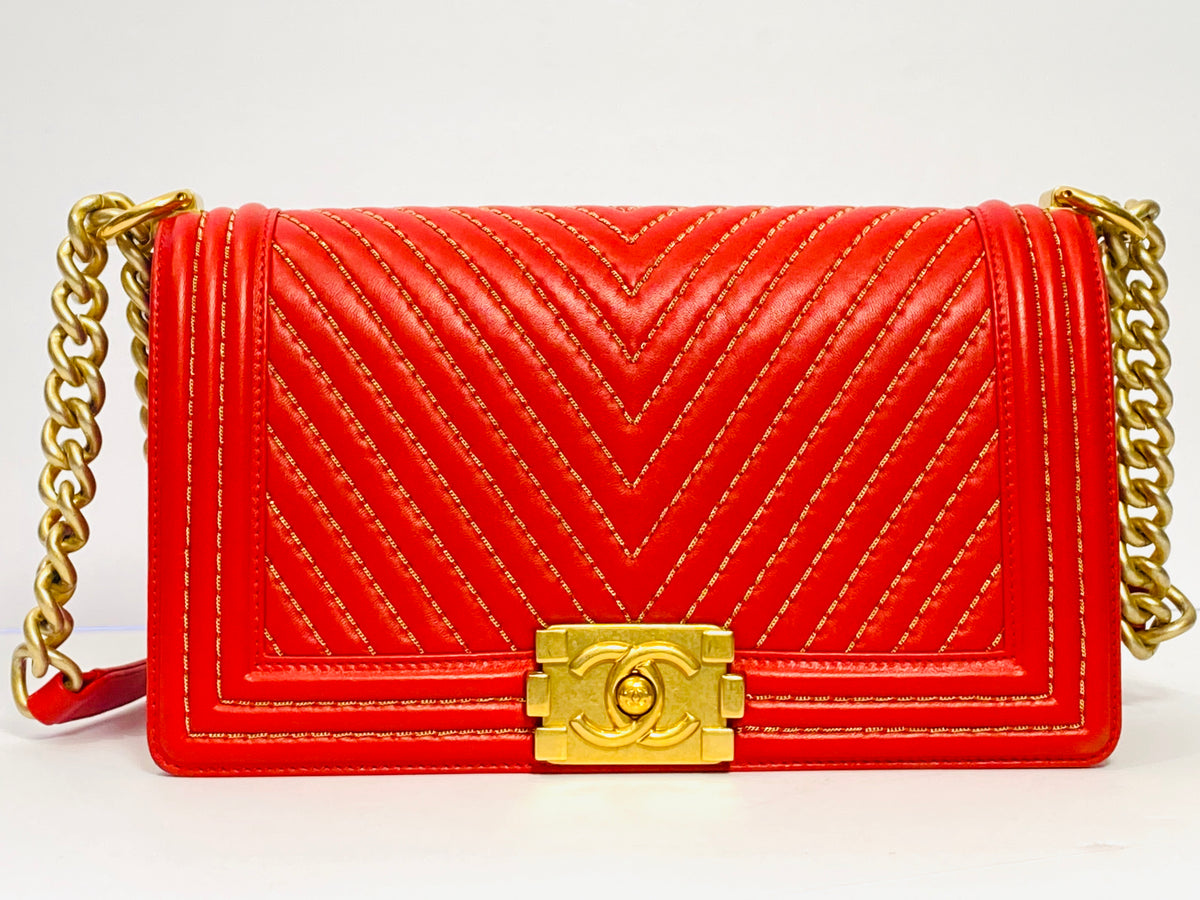 Chanel Red Boy Bag - 28 For Sale on 1stDibs
