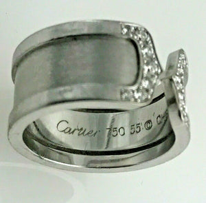 'C' of Cartier Ring 18 kt White Gold with 0.3 ct of Diamonds