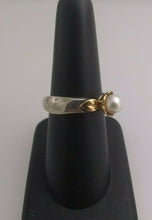 Load image into Gallery viewer, Retired James Avery Silver and 14 kt Gold Pearl Flower Ring