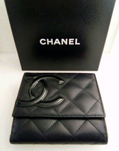 Load image into Gallery viewer, Chanel Black and Hot Pink Matrass Coco Mark Bifold Leather Wallet