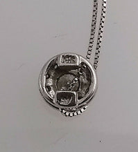 Load image into Gallery viewer, 4 kt White Gold Thin Box Chain Necklace with Diamond Pendant