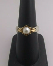 Load image into Gallery viewer, Retired James Avery Silver and 14 kt Gold Pearl Flower Ring