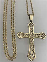 Load image into Gallery viewer, 14 kt Yellow Gold Necklace With 14 kt Yellow Gold Cross Pendant